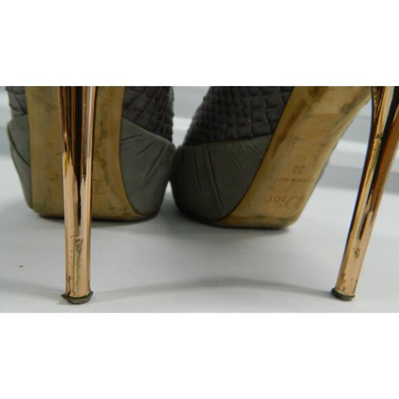 Christian Dior Gray Snakeskin & Suede Stiletto Heels Gold Heel & Snake Size 38 - Picture 11 of 16